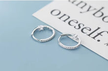 Load image into Gallery viewer, pendientes de aro de Plata de Ley 925 auténtica para mujer