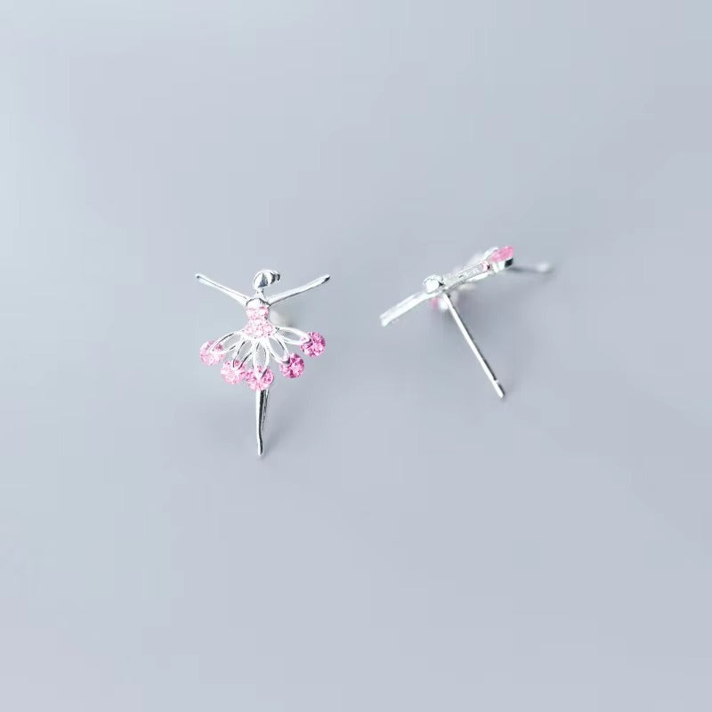 pendientes de plata de ley 925 para mujer, aretes de cristal rosa, joyería fina