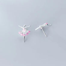 Load image into Gallery viewer, pendientes de plata de ley 925 para mujer, aretes de cristal rosa, joyería fina