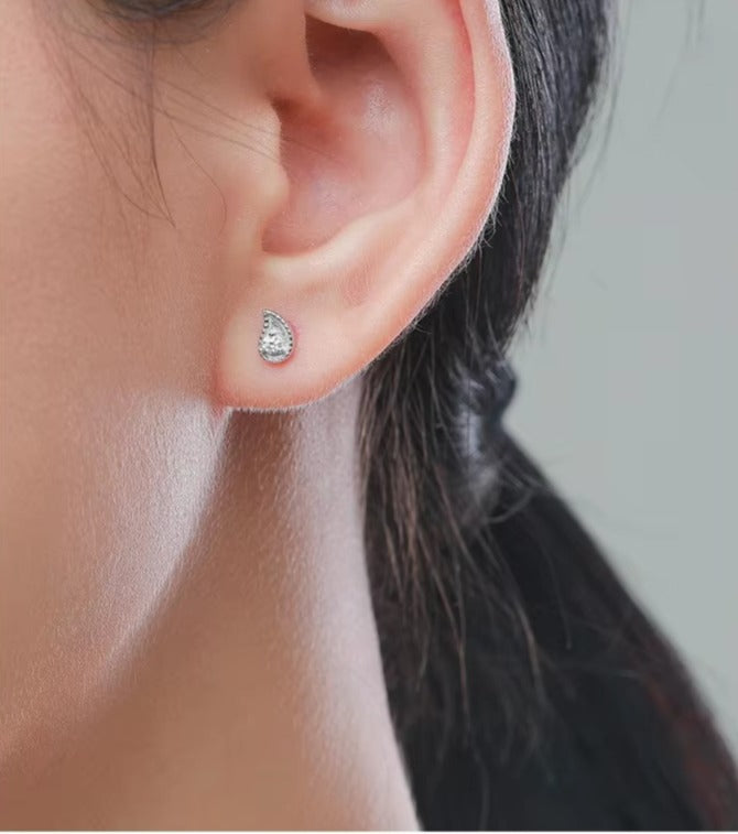 pendientes de plata de ley 925 con forma de lágrima para mujer, aretes pequeños de circonita