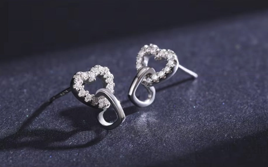 pendientes de plata de primera ley con forma de corazón para mujer, aretes pequeños