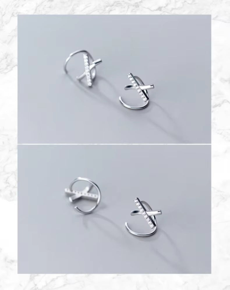pendientes de plata de ley 925 auténtica para mujer, joyería fina Simple y fina con forma de cruz