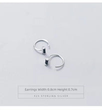 Load image into Gallery viewer, pendientes de aro de plata de obsidiana para mujer, aretes rectangulares de moda