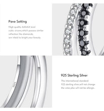 Load image into Gallery viewer, pendientes de aro de Plata de Ley 925 con circonita blanca y negra para mujer