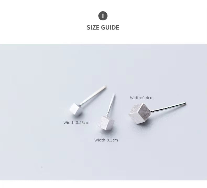 pendientes de plata de ley 925 auténtica para mujer, aretes cuadrados esmerilados en 3D