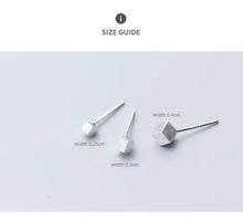 Load image into Gallery viewer, pendientes de plata de ley 925 auténtica para mujer, aretes cuadrados esmerilados en 3D