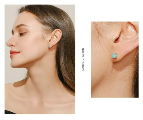 pendientes de ópalo Natural para mujer y niña