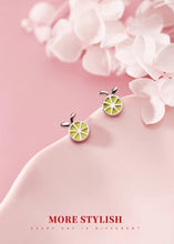 Load image into Gallery viewer, pendientes de plata de ley 925 con forma de limón para mujer, aretes con forma de fruta