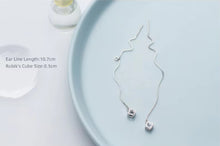 Load image into Gallery viewer, pendientes de plata de ley 925 para mujer, aretes colgantes de cadena larga, cuadrados