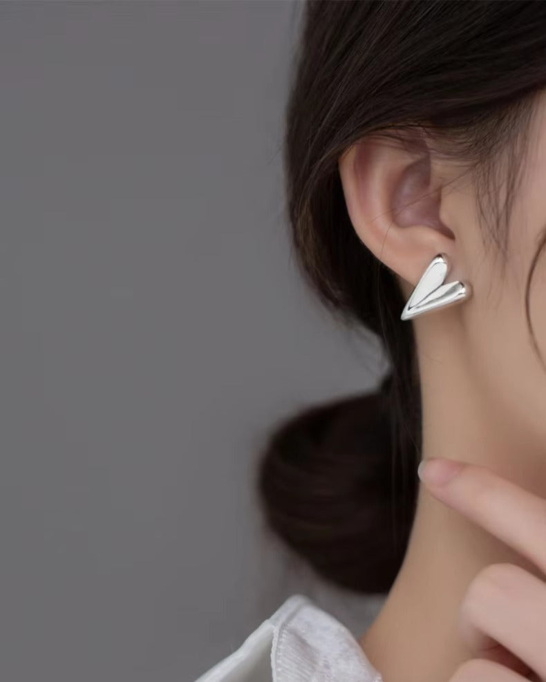 Plata Irregular de pendientes de corazones de Ley 925 para mujer