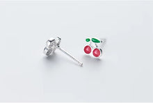 Load image into Gallery viewer, pendientes de esmalte de cereza para niña y mujer