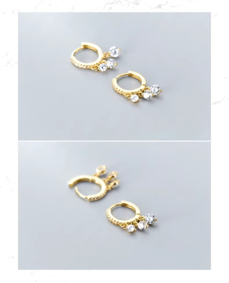 pendientes de aro de Plata de Ley 925 para mujer, joyería fina con borla