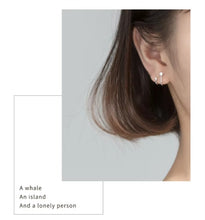 Cargar imagen en el visor de la galería, pendientes de tuerca geométricos minimalistas para mujer, de doble capa