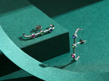 Load image into Gallery viewer, pendientes de plata esterlina 2021 para mujer y niña, aretes de cristal de colores del Arcoíris