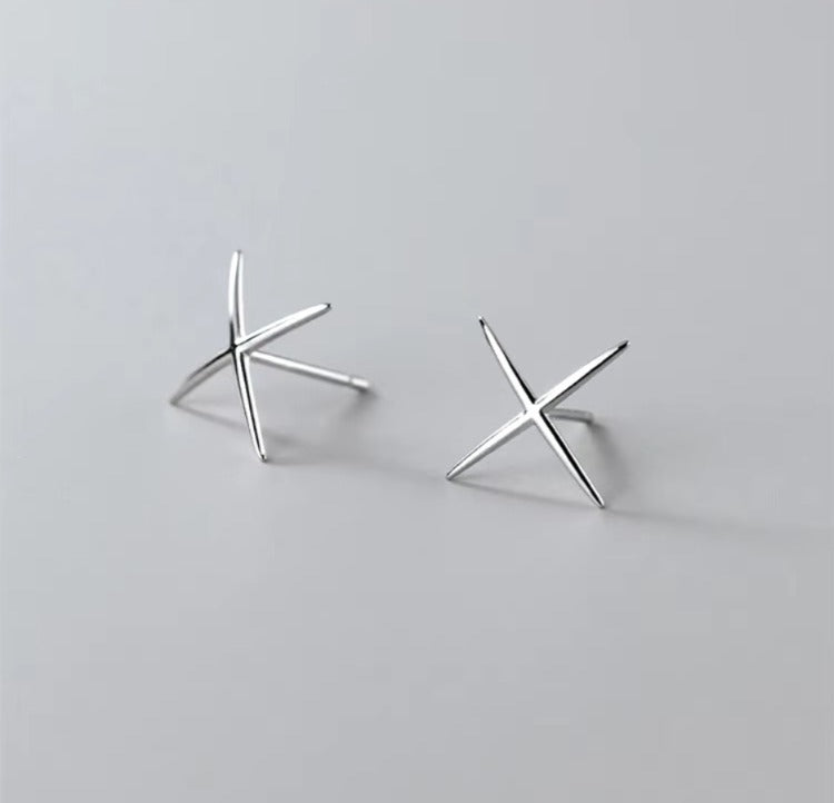 pendientes de plata de ley 100% para mujer, aretes sencillos con forma de X, Color dorado