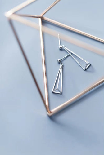 pendientes de plata de ley 925 con forma triangular para mujer