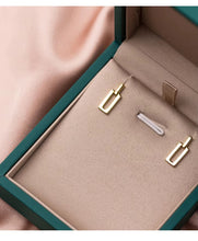 Cargar imagen en el visor de la galería, pendientes rectangulares de Plata de Ley 925 auténtica para mujer