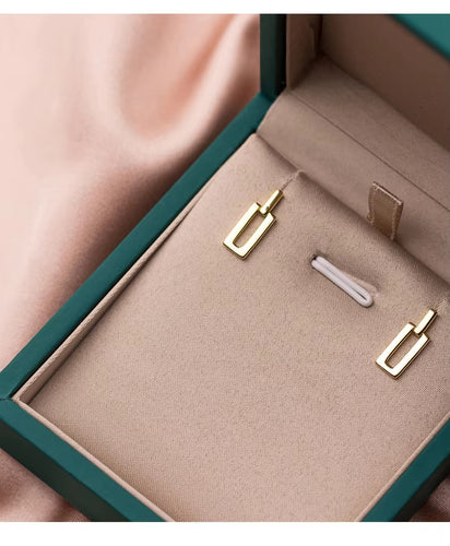 pendientes rectangulares de Plata de Ley 925 auténtica para mujer