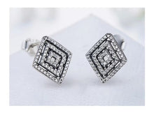 Load image into Gallery viewer, pendientes de plata de ley 925 para mujer, joyería fina de compromiso con rombos geométricos Retro