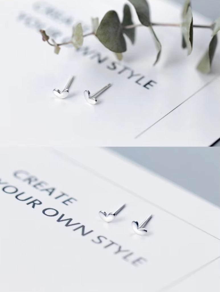 pendientes pequeños de plata de ley 2021 con corazones transparentes, joyería coreana, 925