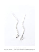 Load image into Gallery viewer, pendientes de plata de ley 100% con forma de flor para mujer, aretes largos, colgantes