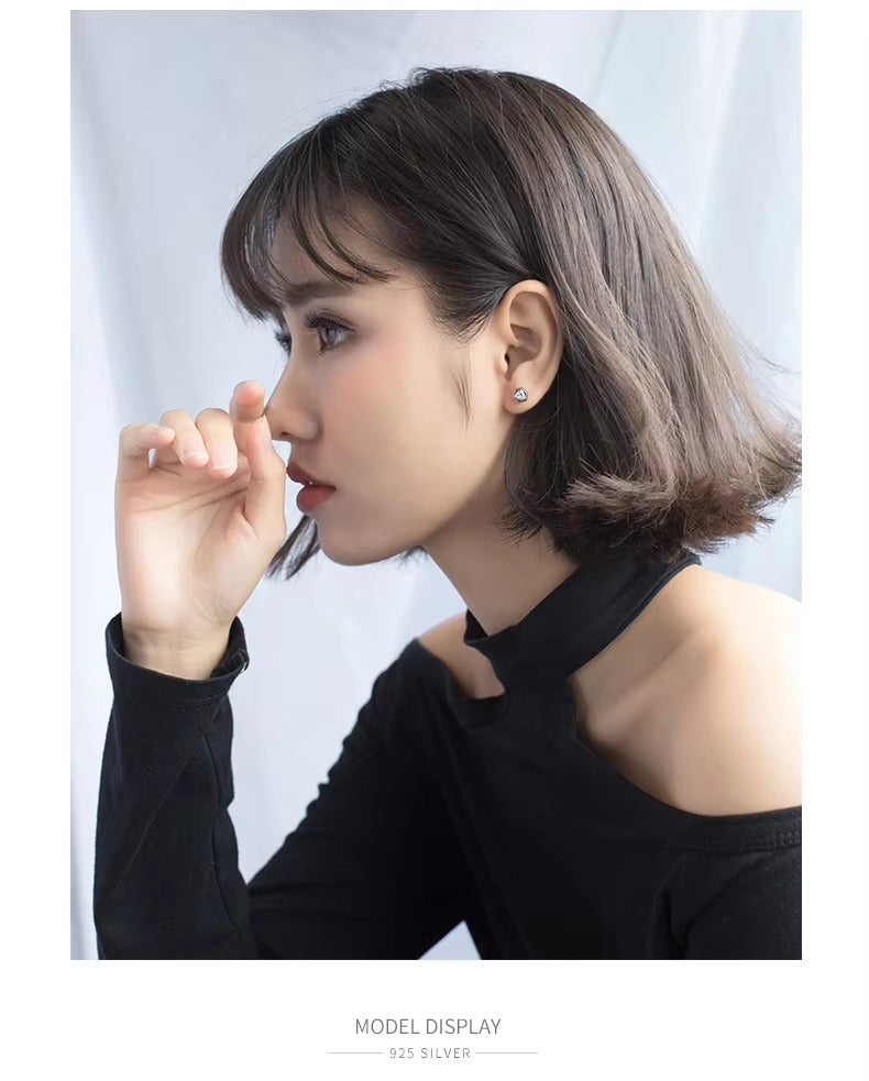 pendientes de plata de ley 100% con forma hexagonal para mujer
