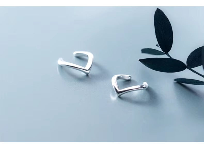 pendientes de plata de ley 925 con forma de V para mujer, aretes con Clips brillantes