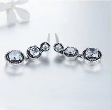 pendientes de plata de ley 2021 con Circonia cúbica para mujer, aretes colgantes