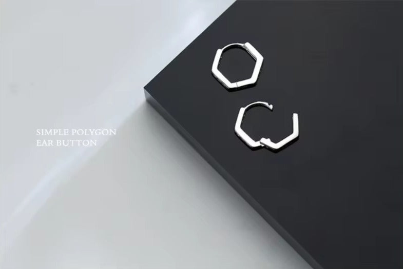 pendientes de aro con forma hexagonal para mujer, de Plata de Ley 925, CZ transparente