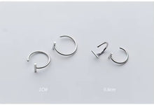 Load image into Gallery viewer, pendientes de aro de Plata de Ley 925 auténtica para mujer, aretes redondos de moda Simple