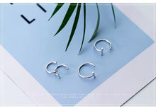 Load image into Gallery viewer, pendientes de aro de Plata de Ley 925 auténtica para mujer, aretes redondos de moda Simple