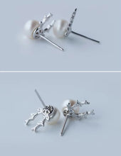 Load image into Gallery viewer, pendientes de plata de ley 925 con diseño de perlas de alce para mujer, joyería de moda