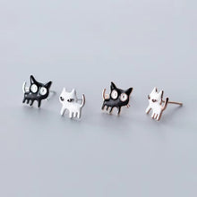 Load image into Gallery viewer, pendientes de plata de ley 925 con forma de gato para mujer