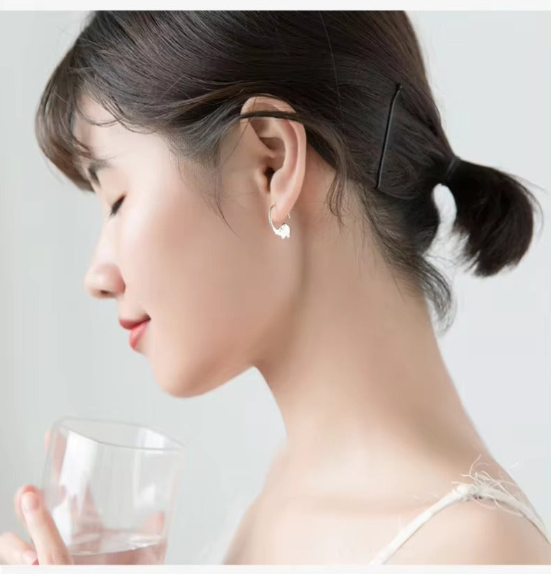 pendientes de plata de ley 925 con forma de elefante, joyería fina, con gancho, para mujer