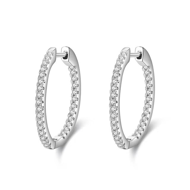 pendientes de aro de plata auténtica para mujer