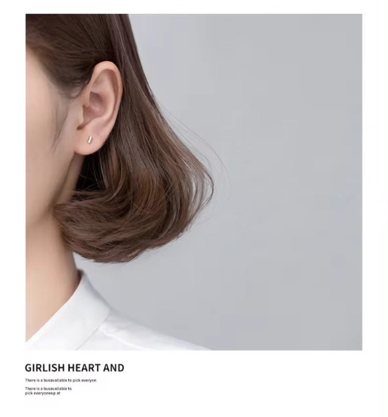 pendientes de tuerca cilíndricos minimalistas para mujer