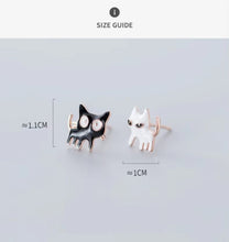 Load image into Gallery viewer, pendientes de plata de ley 925 con forma de gato para mujer