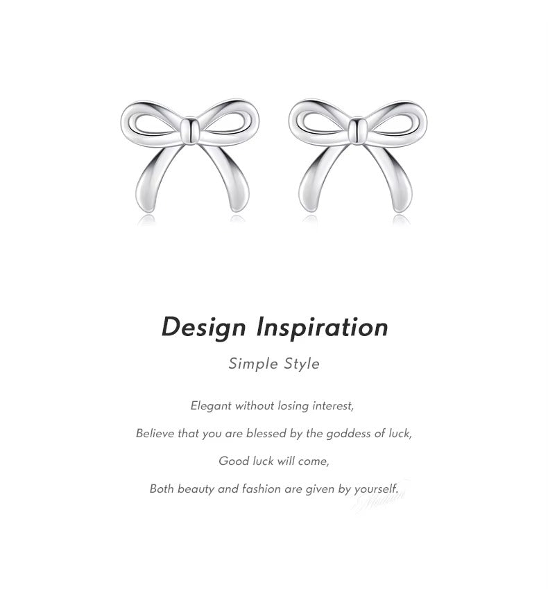pendientes de plata de ley 925 con forma de lazo para mujer