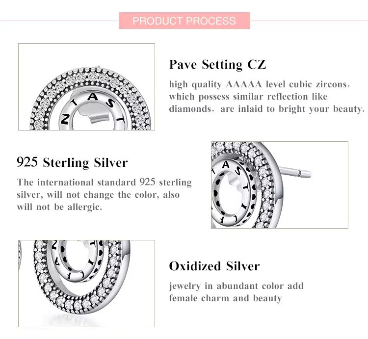 pendientes de tuerca de plata de ley 100% 925 para mujer, joyería de moda