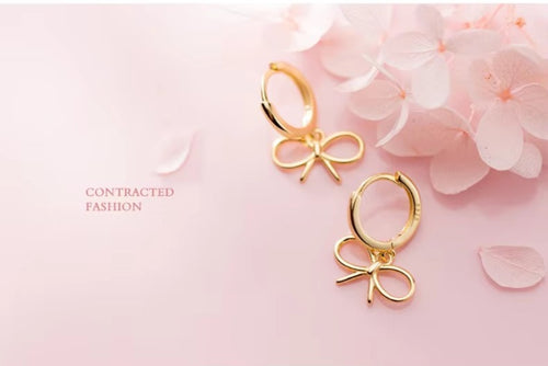 pendientes de aro con forma de lazo para mujer, aretes elegantes de Plata de Ley 925