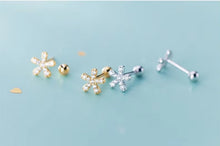 Load image into Gallery viewer, pendientes de plata de ley 925 con forma de flor para mujer, joyería fina con cierre de tuerca