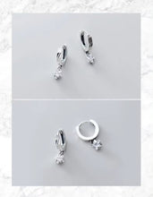 Load image into Gallery viewer, pendientes de aro de Plata de Ley 925 para mujer, joyería fina con estrellas encantadoras