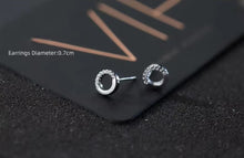 Cargar imagen en el visor de la galería, pendientes redondos de circonita para mujer, joyería fina de Plata de Ley 925