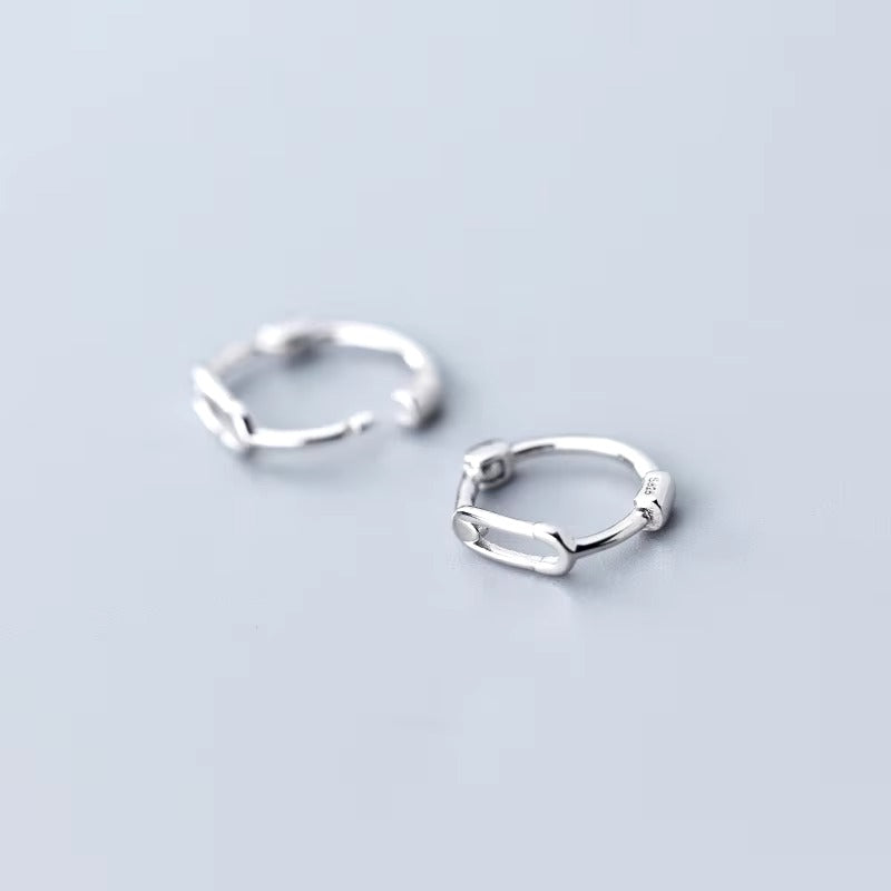 pendientes de plata de ley 925 con Elipse para mujer, aretes de aro geométricos