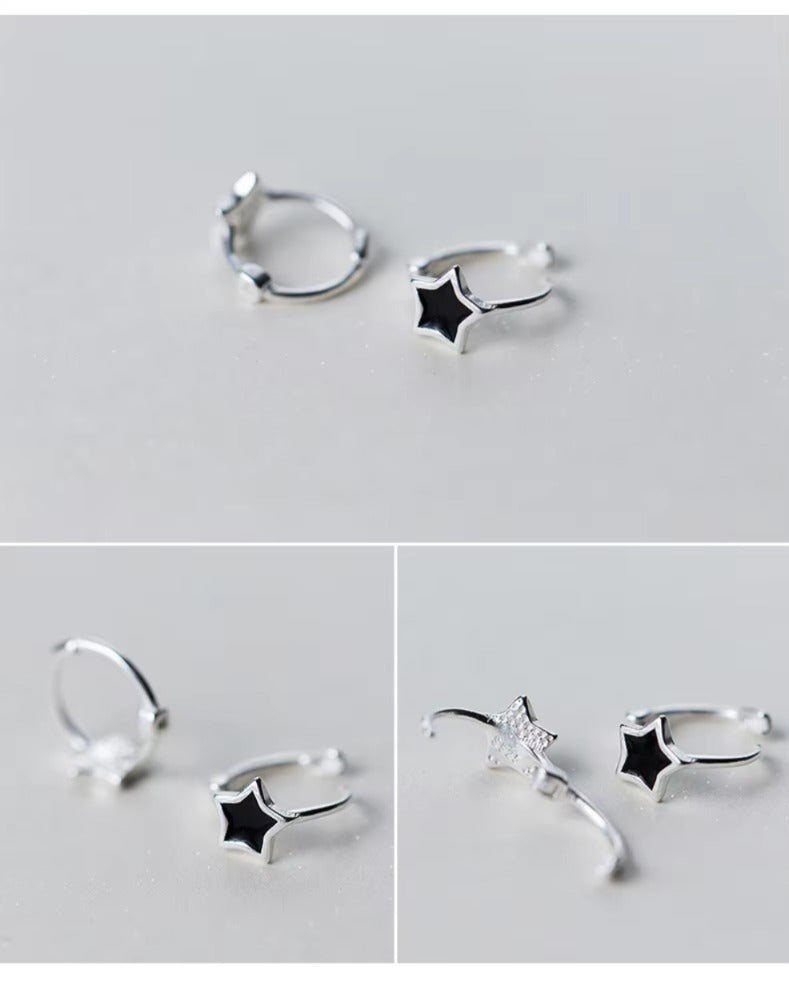 pendientes de plata de ley 925 con forma de estrella esmaltada, joyería de aniversario