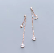 Load image into Gallery viewer, pendientes de plata de ley 925 con forma de luna para mujer