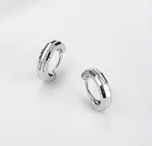 Load image into Gallery viewer, pendientes de aro de plata de ley 100% 925 auténtica para mujer, aretes estereoscópicos