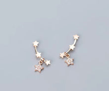 Load image into Gallery viewer, pendientes de plata de ley 925 con forma de estrella centelleante para mujer