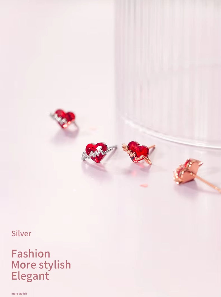 pendientes de plata de ley 925 para mujer, joyería fina con cierre de tuerca, piedra roja CZ