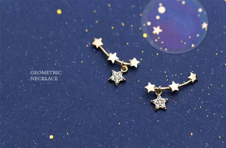 pendientes de plata de ley 925 con forma de estrella centelleante para mujer